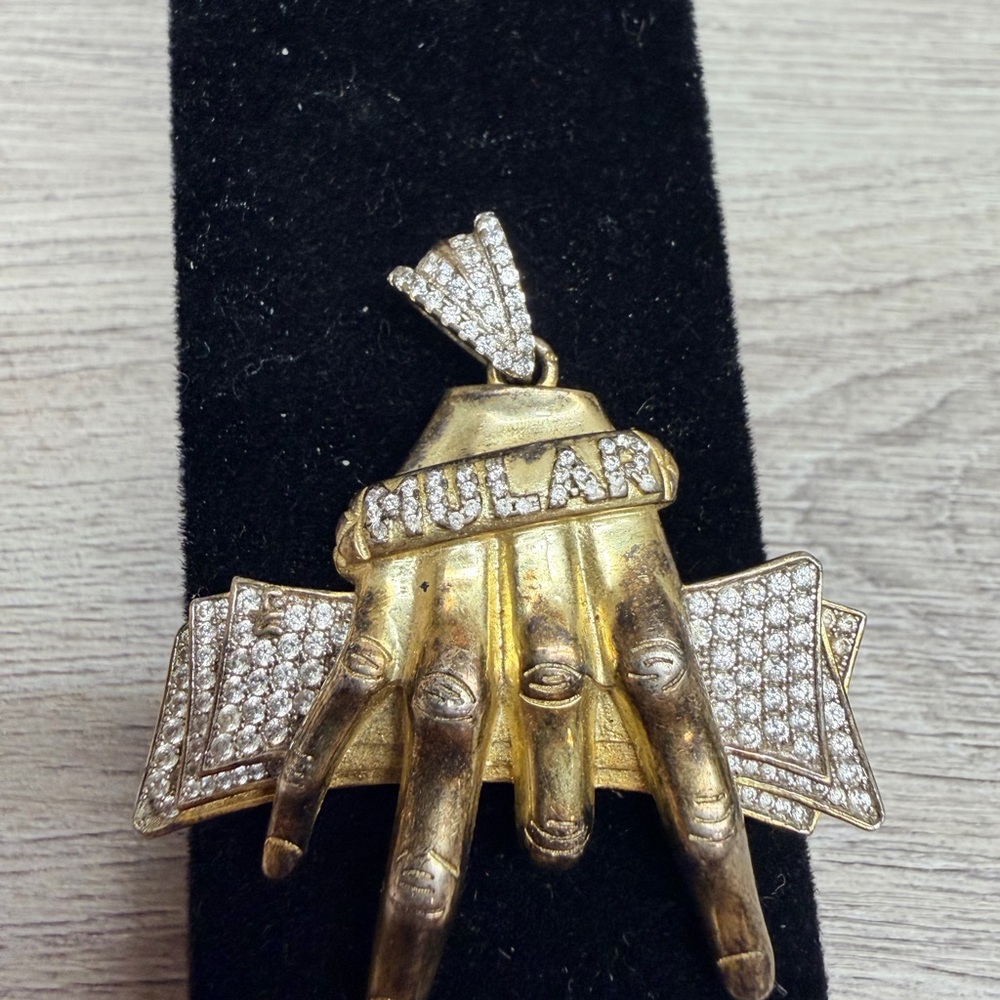 Gold Tone and Silver Tone Hand Pendant